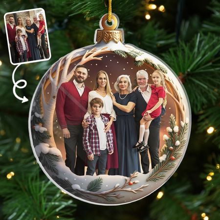 Brugerdefineret fotoakrylornament - Personlige julegaver til mor, far, bror, søster, børn - Familie gør julen magisk